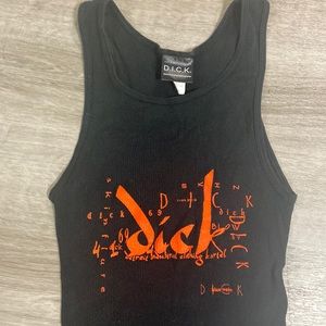 D.I.C.K. (Detroit Industrial Clothing Kartel) Black and Orange Tank Top Medium
